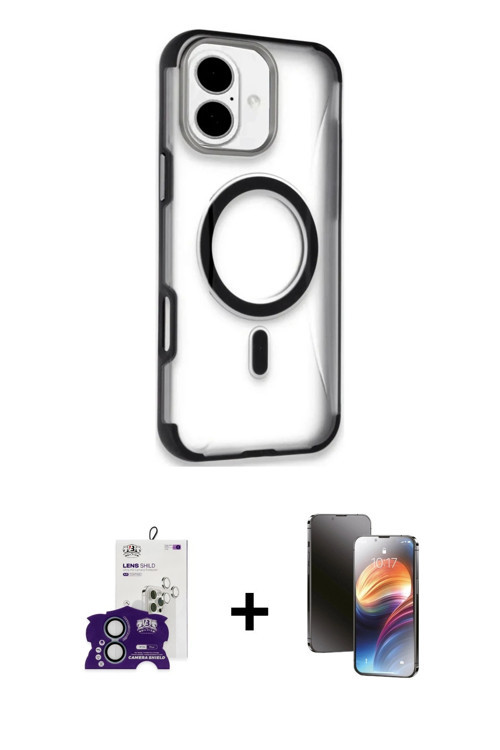 iPhone 16 Kılıf Eksen Klasik Koleksiyonu - Siyah 3D Antistatik Mat Seramik Nano Ekran Koruyucu
