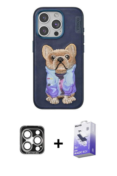 ieg™ iPhone 15 Pro Max Kılıf İz Minimal Koleksiyonu - Siyah Bilvis 5in1 5D Magic Hayalet Cam Ekran K