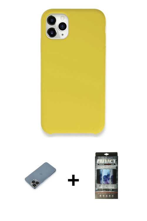 iPhone 11 Pro Max Kılıf Zirve Modern Özel Seri - Siyah 34D Hayalet Izgaralı Cam + Siyah Metal K
