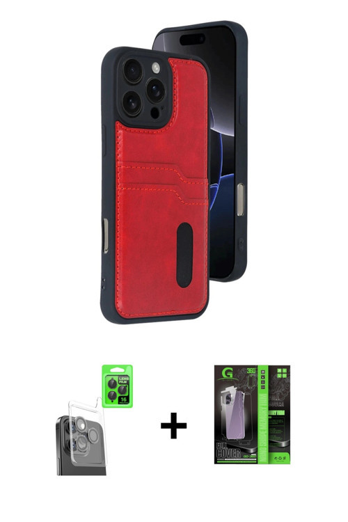 iPhone 16 Pro Kılıf Yörünge Işık Serisi - Şeffaf 360 Full Body Arka Koruyucu + Siyah Raze Metal