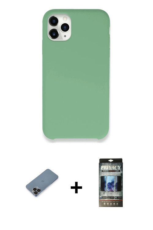 iPhone 11 Pro Max Kılıf Zirve Modern Özel Seri - Siyah 34D Hayalet Izgaralı Cam + Siyah Metal K