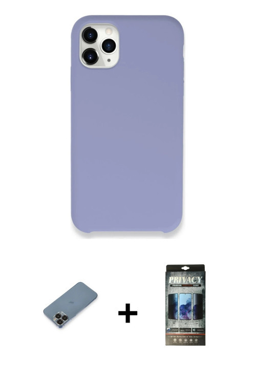 iPhone 11 Pro Max Kılıf Zirve Modern Özel Seri - Siyah 34D Hayalet Izgaralı Cam + Siyah Metal K