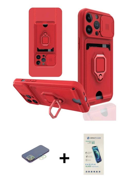 iPhone 13 Pro Max Kılıf Vadi Form Prime - Şeffaf Pasifik Cam Ekran Koruyucu + Yeşil Renkli Kame