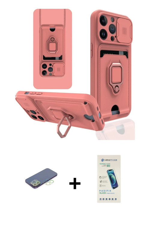 iPhone 13 Pro Max Kılıf Vadi Form Prime - Şeffaf Pasifik Cam Ekran Koruyucu + Yeşil Renkli Kame