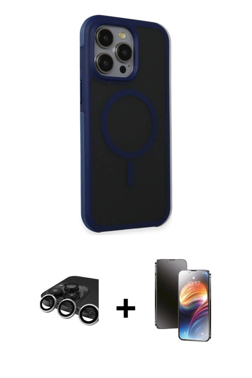 iPhone 15 Pro Kılıf Çekirdek Yansıma Prime - Siyah 3D Antistatik Mat Seramik Nano Ekran Koruyuc
