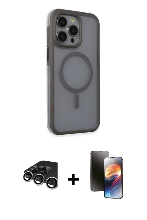 iPhone 15 Pro Kılıf Çekirdek Yansıma Prime - Siyah 3D Antistatik Mat Seramik Nano Ekran Koruyuc