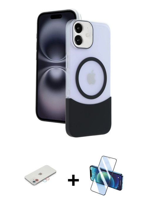 ieg™ iPhone 11 Kılıf Kozmos Form Özel Seri - Siyah 3D Antistatik Cam Ekran Koruyucu + Pembe Renkli K