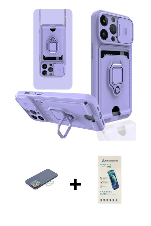 iPhone 13 Pro Max Kılıf Vadi Form Prime - Şeffaf Pasifik Cam Ekran Koruyucu + Yeşil Renkli Kame
