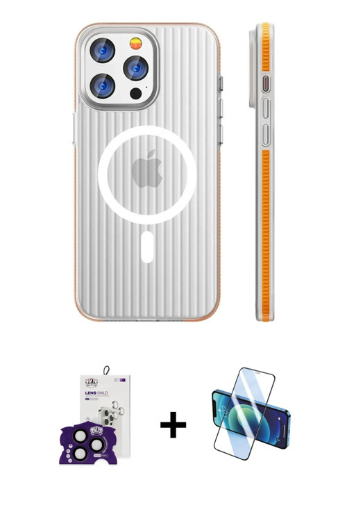 iPhone 16 Pro Max Kılıf Pusula Minimal Koleksiyonu - Siyah 3D Antistatik Seramik Nano Ekran Kor