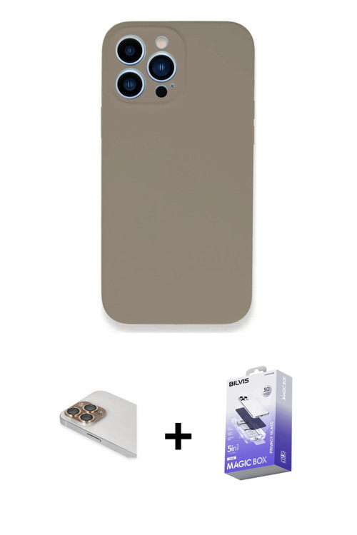 iPhone 13 Pro Max Kılıf Zirve Modern Özel Seri - Siyah Bilvis 5in1 5D Magic Hayalet Cam Ekran K