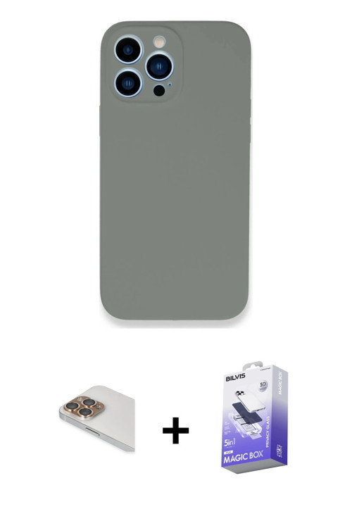 iPhone 13 Pro Max Kılıf Zirve Modern Özel Seri - Siyah Bilvis 5in1 5D Magic Hayalet Cam Ekran K