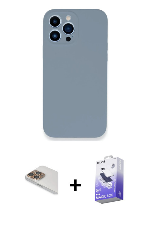 iPhone 13 Pro Max Kılıf Zirve Modern Özel Seri - Siyah Bilvis 5in1 5D Magic Hayalet Cam Ekran K