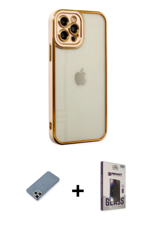 ieg™ iPhone 12 Pro Max Kılıf Çekirdek Klasik Serisi - Siyah Bilvis Hayalet Cam Ekran Koruyucu + Gümü
