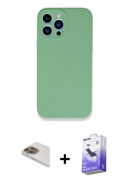 iPhone 13 Pro Max Kılıf Zirve Modern Özel Seri - Siyah Bilvis 5in1 5D Magic Hayalet Cam Ekran K