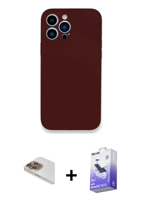 iPhone 13 Pro Max Kılıf Zirve Modern Özel Seri - Siyah Bilvis 5in1 5D Magic Hayalet Cam Ekran K