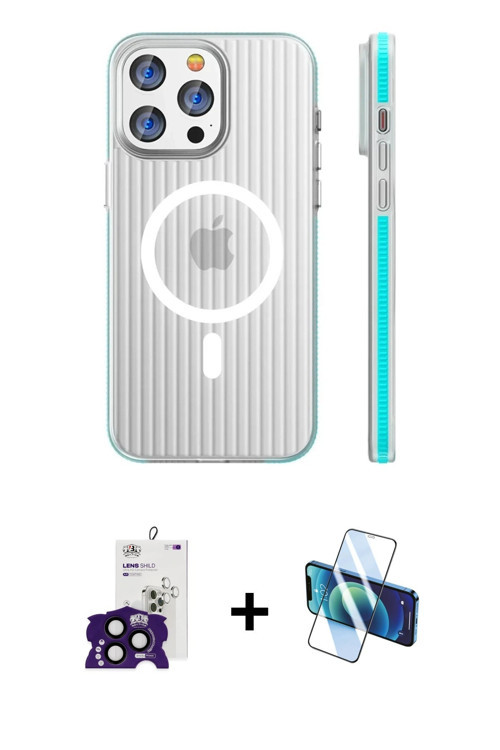 iPhone 16 Pro Max Kılıf Pusula Minimal Koleksiyonu - Siyah 3D Antistatik Seramik Nano Ekran Kor