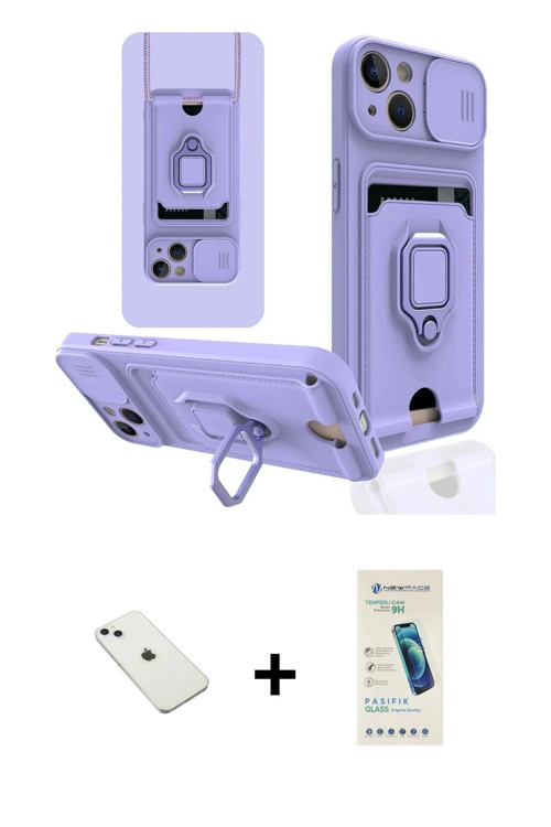 iPhone 14 Kılıf Vadi Form Prime - Şeffaf Pasifik Cam Ekran Koruyucu + Sierra Blue Diamond Kamer