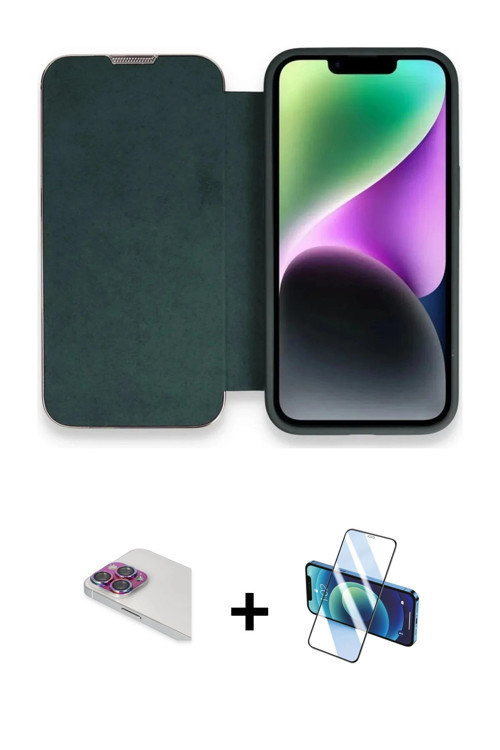 iPhone 13 Pro Max Kılıf Siluet Minimal Serisi - Siyah 3D Antistatik Cam Ekran Koruyucu + Gökkuş