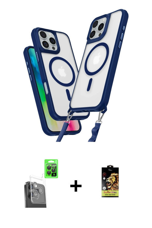 ieg™ iPhone 16 Pro Max Kılıf Atlas Doku Koleksiyonu - Siyah Buffer Cam Ekran Koruyucu + Siyah Raze M