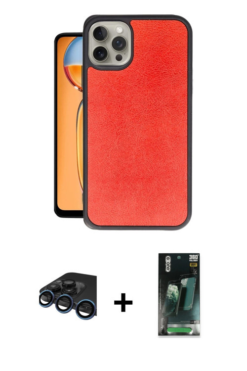 ieg™ iPhone 15 Pro Kılıf Kıvılcım Işık Serisi - Siyah 360 Mat Full Body Arka Koruyucu + Lacivert Raz