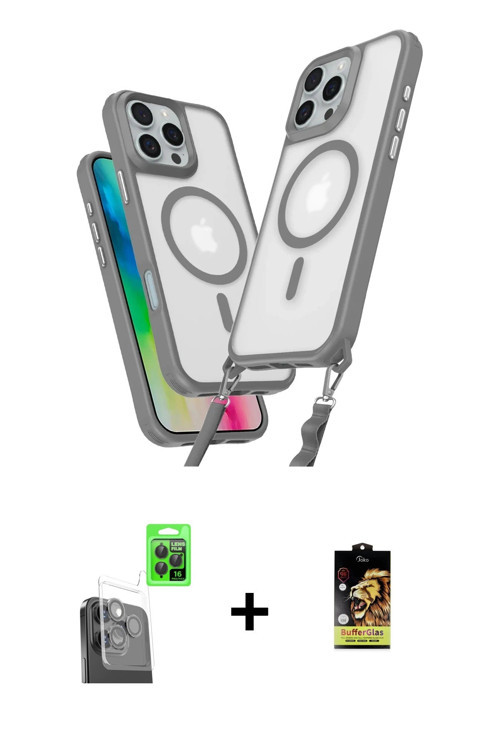 ieg™ iPhone 16 Pro Max Kılıf Atlas Doku Koleksiyonu - Siyah Buffer Cam Ekran Koruyucu + Siyah Raze M