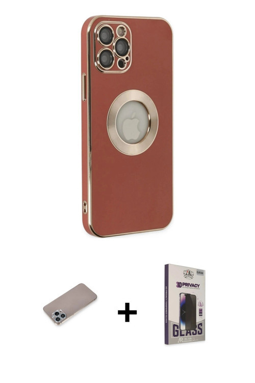 ieg™ iPhone 12 Pro Max Kılıf İz Form Serisi - Siyah Bilvis Hayalet Cam Ekran Koruyucu + Sierra Blue