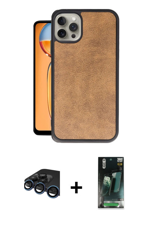 ieg™ iPhone 15 Pro Kılıf Kıvılcım Işık Serisi - Siyah 360 Mat Full Body Arka Koruyucu + Lacivert Raz