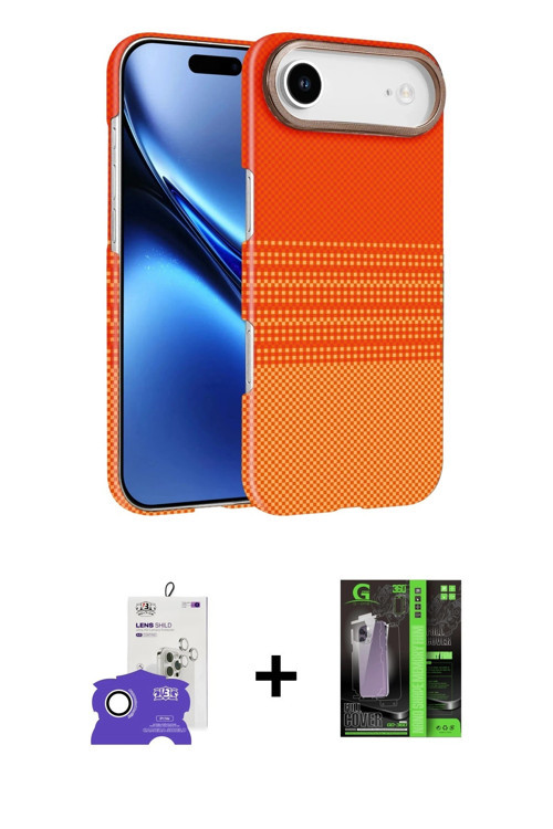 ieg™ iPhone 17 Air Kılıf Doruk Serisi - Şeffaf 360 Full Body Arka Koruyucu + Gümüş Bilvis Titan Kame