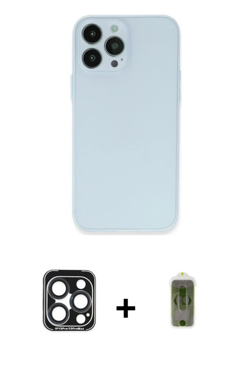 iPhone 15 Pro Max Kılıf Atlas Minimal Prime - Siyah Joko Magic 5D Hayalet Cam + Lacivert PVD Me