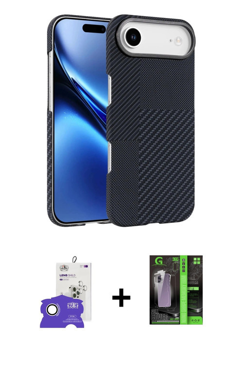 ieg™ iPhone 17 Air Kılıf Doruk Serisi - Şeffaf 360 Full Body Arka Koruyucu + Gümüş Bilvis Titan Kame