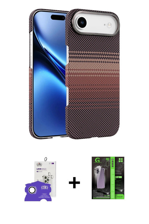 ieg™ iPhone 17 Air Kılıf Doruk Serisi - Şeffaf 360 Full Body Arka Koruyucu + Gümüş Bilvis Titan Kame