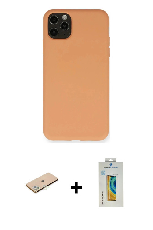 iPhone 11 Pro Max Kılıf Ahenk Serisi - Siyah Polymer Nano Ekran Koruyucu + Yeşil Renkli Kamera