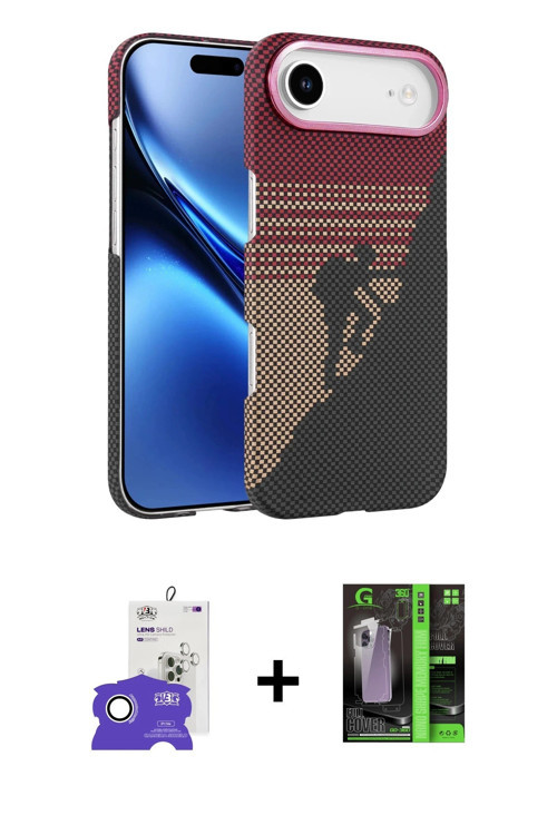 ieg™ iPhone 17 Air Kılıf Doruk Serisi - Şeffaf 360 Full Body Arka Koruyucu + Gümüş Bilvis Titan Kame