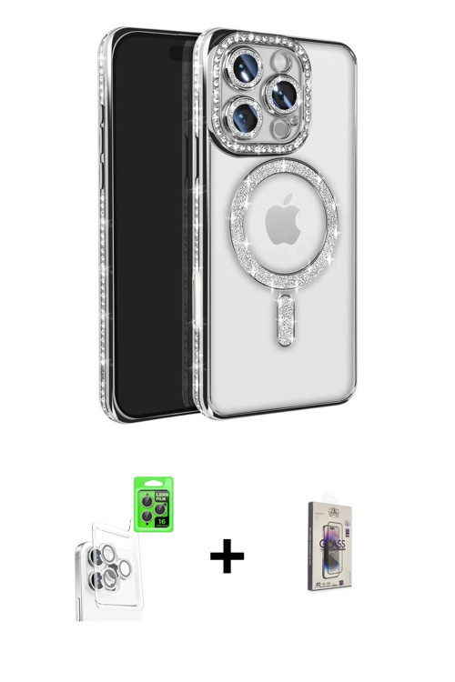 iPhone 16 Pro Max Kılıf Zirve Doku Prime - Siyah Bilvis 3D Cam Ekran Koruyucu + Beyaz Raze Meta