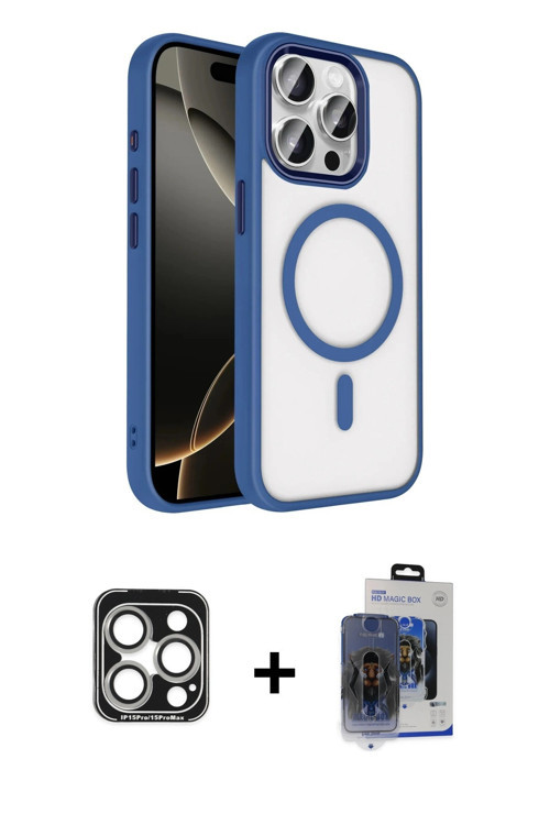 iPhone 15 Pro Max Kılıf Kıvılcım Prime - Siyah Vanessa Magic Cam + Gümüş PVD Metal Kamera Lens