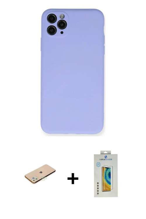 iPhone 11 Pro Max Kılıf Ahenk Serisi - Siyah Polymer Nano Ekran Koruyucu + Yeşil Renkli Kamera