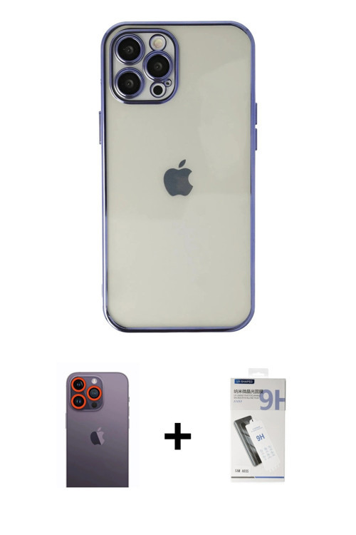 iPhone 12 Pro Kılıf Vadi Minimal - Şeffaf Uv Polymer Nano Ekran Koruyucu + Turuncu Neon Fosforl