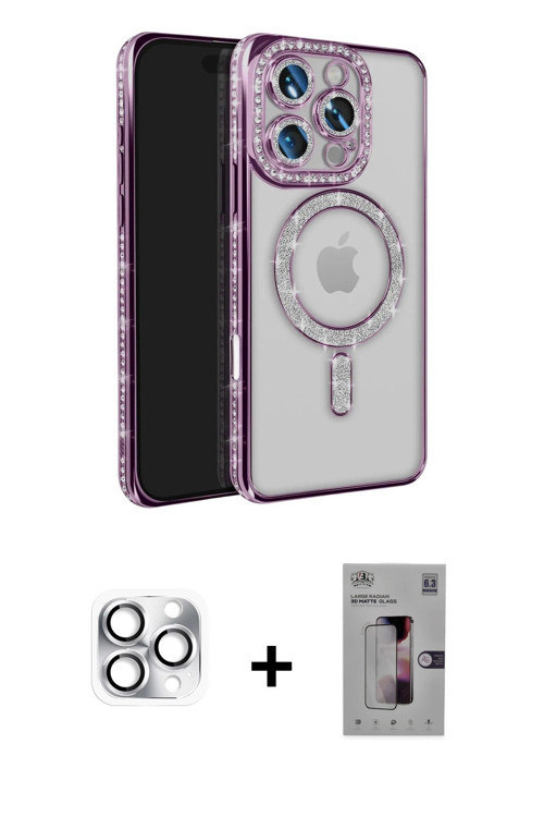 iPhone 16 Pro Max Kılıf Zirve Doku Prime - Siyah Bilvis 3D Mat Cam Ekran Koruyucu + Gümüş Pers