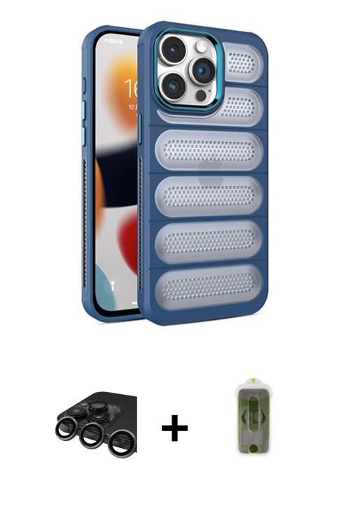 iPhone 15 Pro Max Kılıf Yadigar Doku Özel Seri - Siyah Joko Magic 5D Hayalet Cam + Titanyum Gri