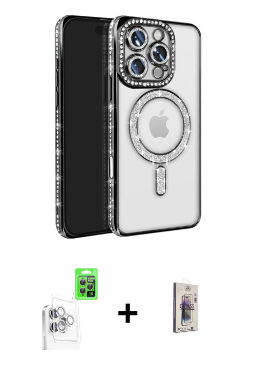 iPhone 16 Pro Max Kılıf Zirve Doku Prime - Siyah Bilvis 3D Cam Ekran Koruyucu + Beyaz Raze Meta