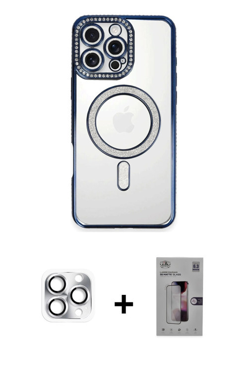 iPhone 16 Pro Max Kılıf Zirve Doku Prime - Siyah Bilvis 3D Mat Cam Ekran Koruyucu + Gümüş Pers
