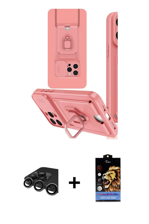 ieg™ iPhone 15 Pro Max Kılıf Vadi Form Prime - Siyah Buffer Hayalet Cam Ekran Koruyucu + Titanyum Gr