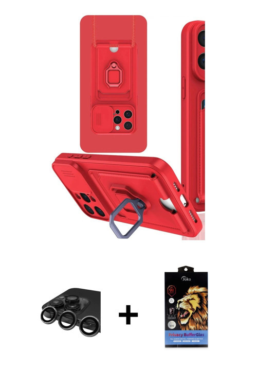 ieg™ iPhone 15 Pro Max Kılıf Vadi Form Prime - Siyah Buffer Hayalet Cam Ekran Koruyucu + Titanyum Gr