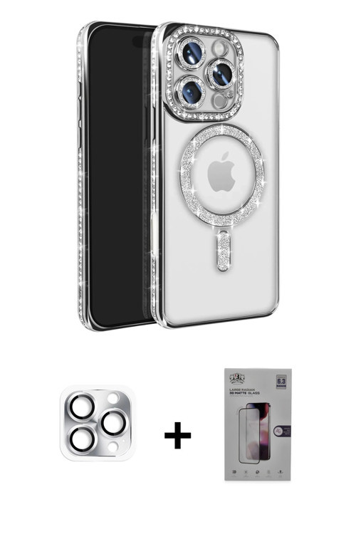 iPhone 16 Pro Max Kılıf Zirve Doku Prime - Siyah Bilvis 3D Mat Cam Ekran Koruyucu + Gümüş Pers