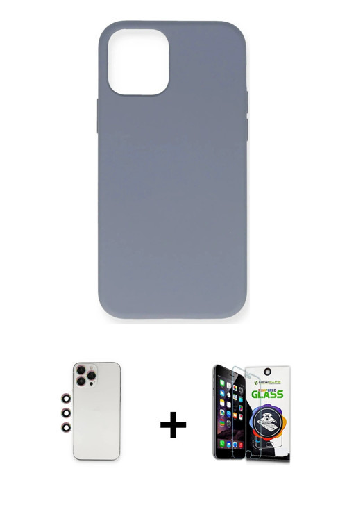 ieg™ iPhone 12 Pro Max Kılıf Ahenk Serisi - Şeffaf Temperli Cam Ekran Koruyucu + Gökkuşağı Shine Kam