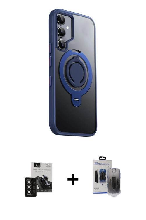 ieg™ Galaxy S24 Kılıf Zirve Çizgi Prime - Siyah Vanessa Magic Hayalet Cam + Titan Gri PVD Metal Kame