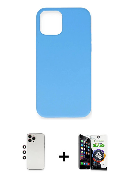 ieg™ iPhone 12 Pro Max Kılıf Ahenk Serisi - Şeffaf Temperli Cam Ekran Koruyucu + Gökkuşağı Shine Kam