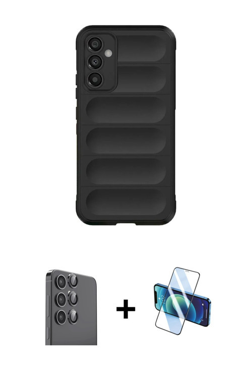 ieg™ Galaxy A16 5G Kılıf Atlas Koleksiyonu - Siyah 3D Antistatik Seramik Nano Ekran Koruyucu + Siyah