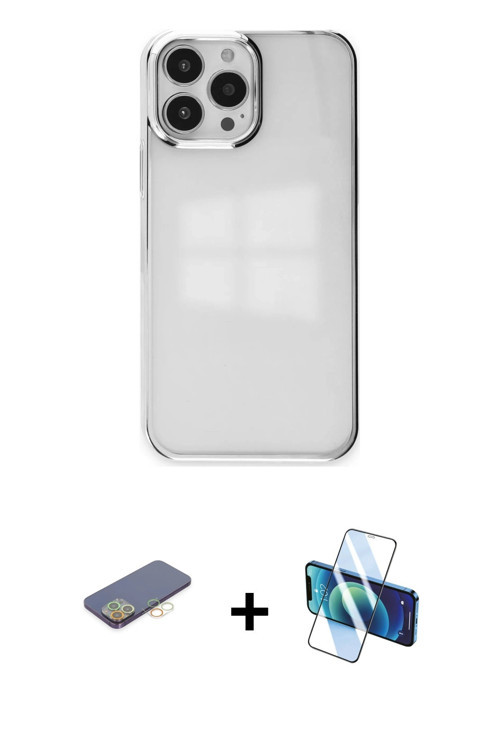 ieg™ iPhone 13 Pro Kılıf Doruk Doku Prime - Siyah 3D Antistatik Seramik Nano Ekran Koruyucu + Sarı R
