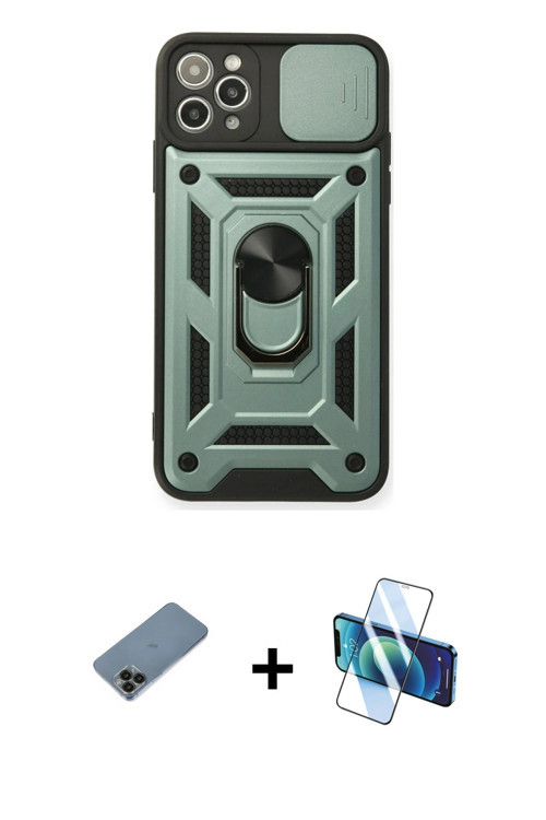 ieg™ iPhone 11 Pro Kılıf Ahenk Klasik - Siyah 3D Antistatik Seramik Nano Ekran Koruyucu + Siyah Shin